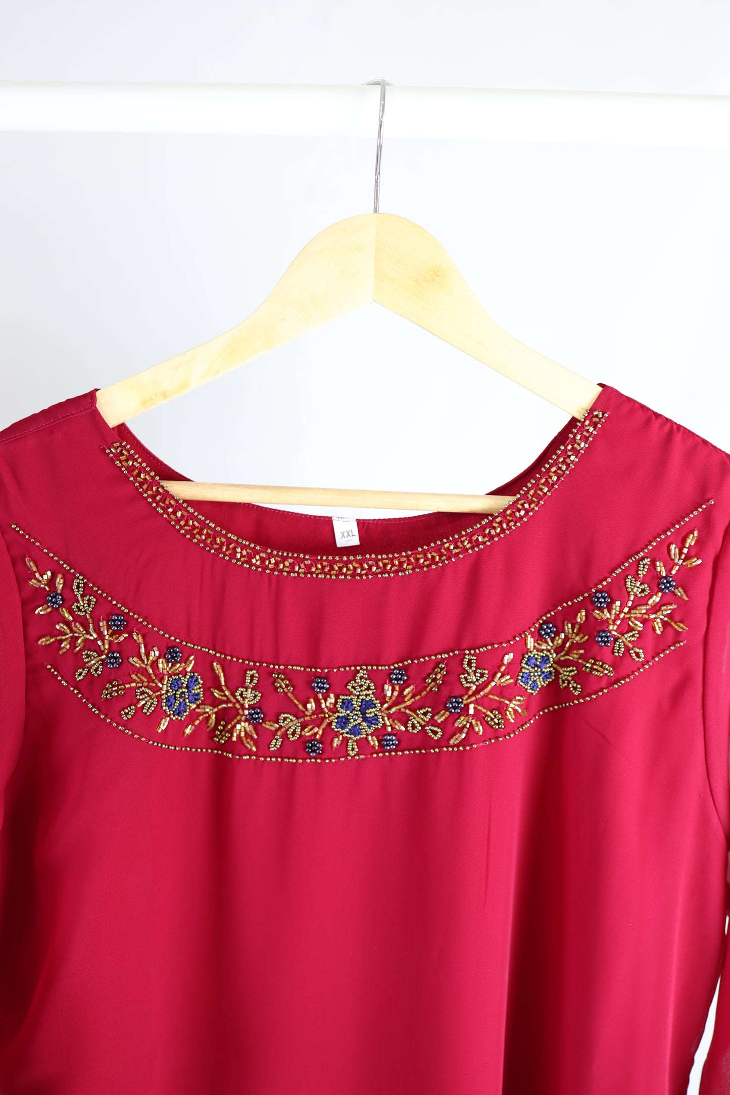 kurti-pink-Georgette-jewel-neck