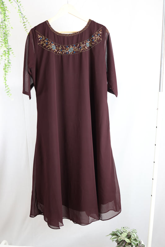 kurti-brown-georgette-jewel-neck-coffee