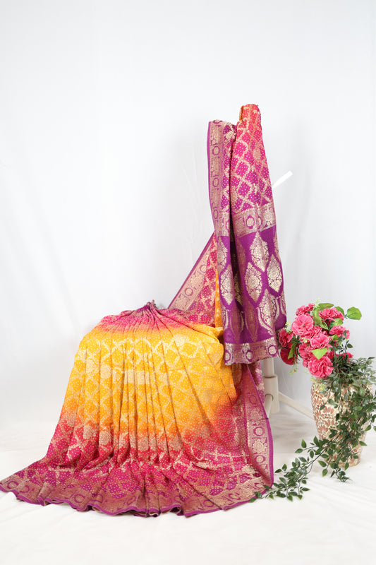 Magenta Pink Banarasi georgette