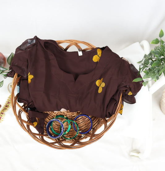 brown-georgette-frock-butterfly-motifs