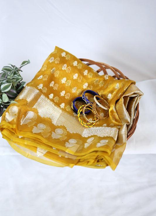 Pure banarasi tissue-Golden yellow