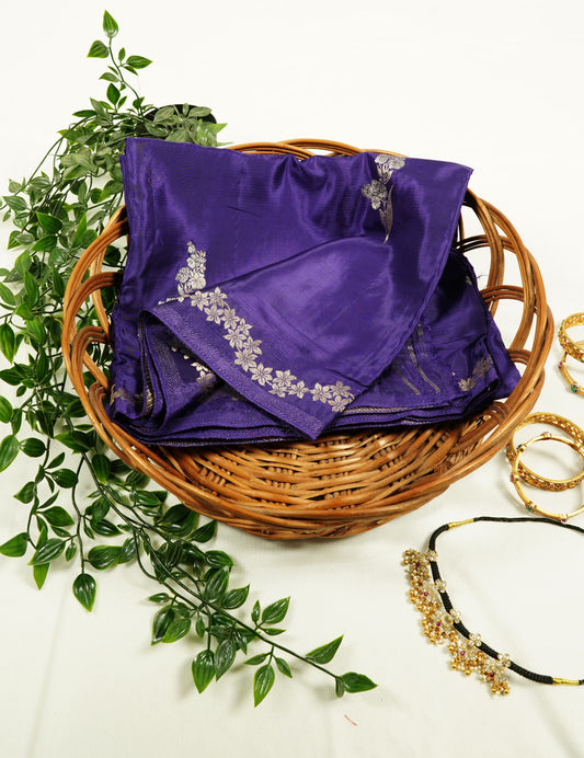 Purple viscose silk saree with zari weaving