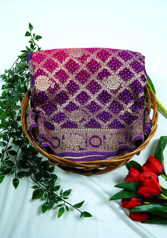 Banaras georgette Jaal work-Purple & pink