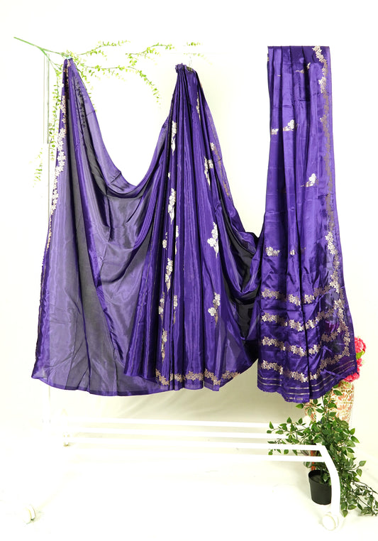 Purple Viscose Crepe silk saree