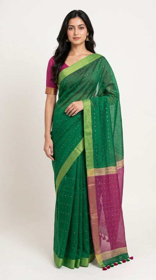 Jute & Muslin Sequence weaving Saree