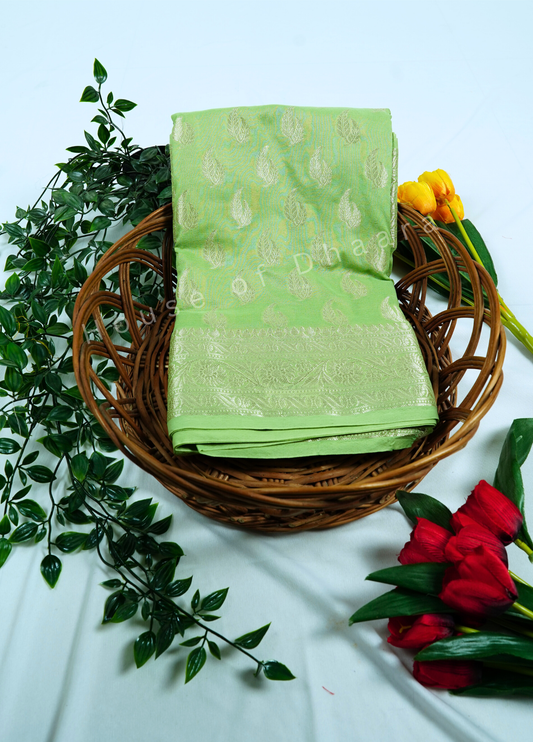 Light green Banarasi Georgette Saree