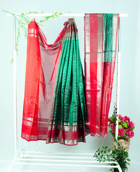 Bottle green Venkatagiri pure pattu saree