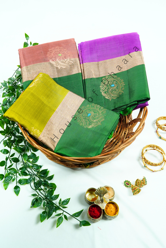 Mehandi Green Venkatagiri Pattu With Green Border