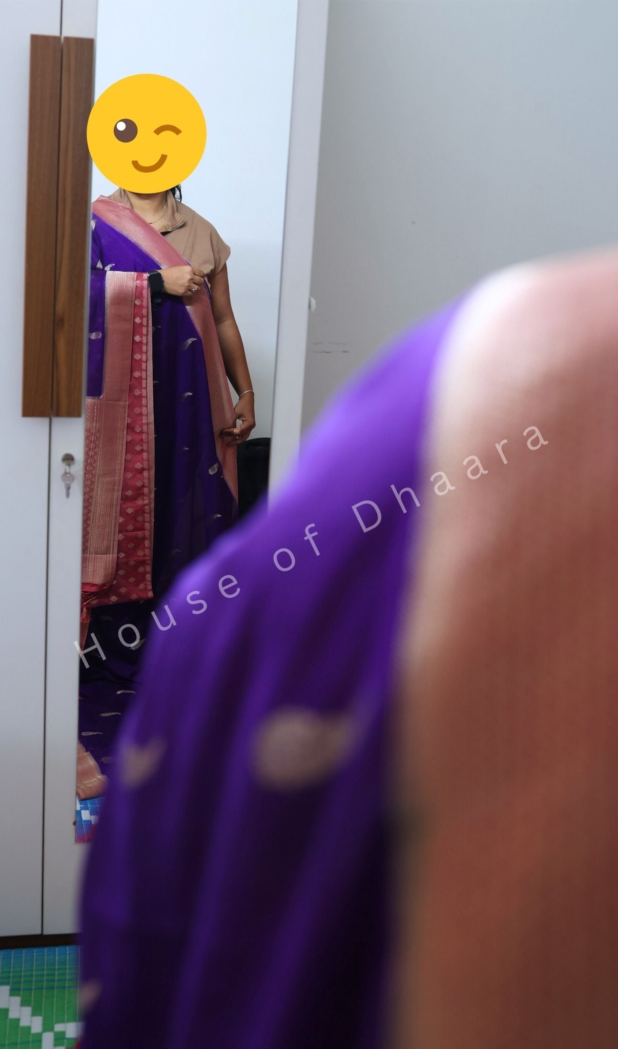 Purple & Pastle Pink Chiffon Saree