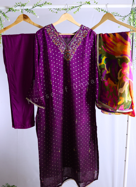 Magenta Ombre Kurti Set