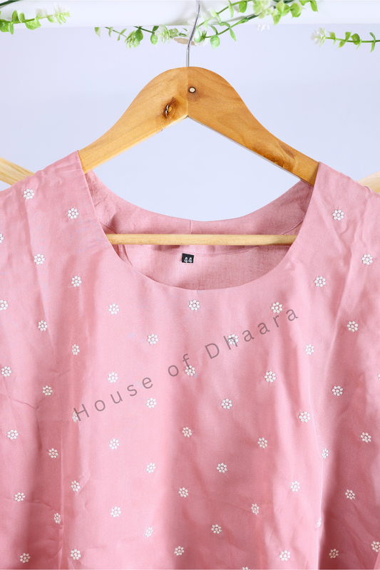 Pink Soft Organza Kurti Set