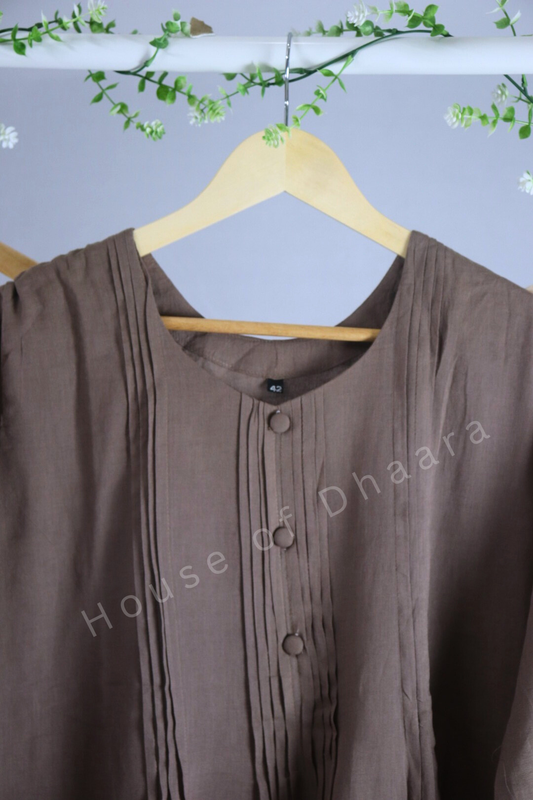 Light Brown Mul Cotton Kurti Set