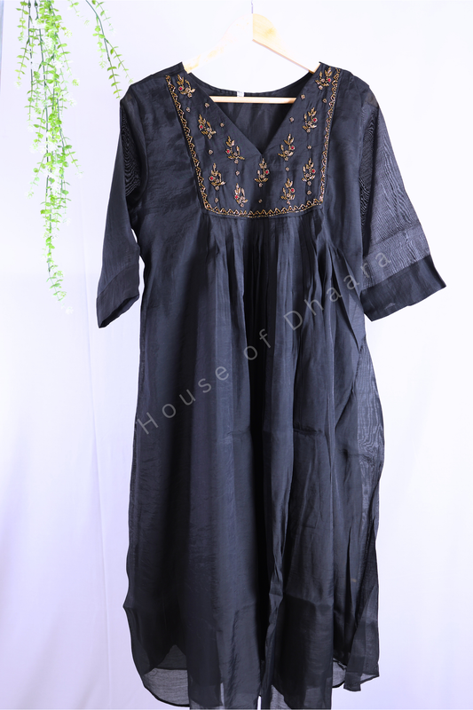 Black Mul Chanderi Kurti