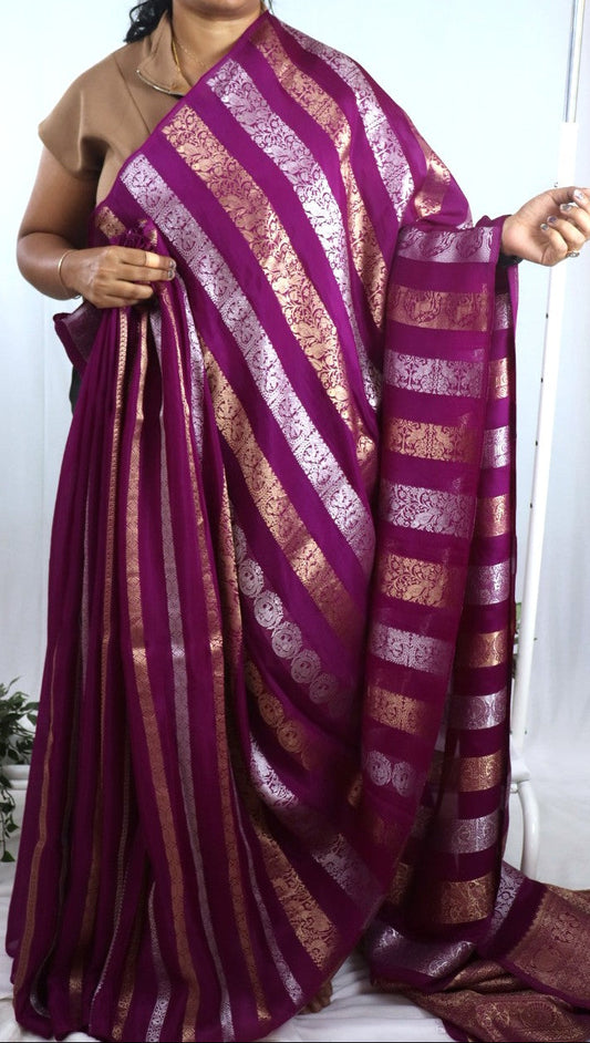 Magenta Neetha Ambani premium crepee silk