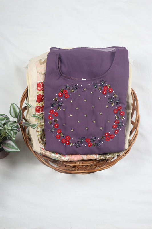 Lavendar Georgette Kurti with Yoke work