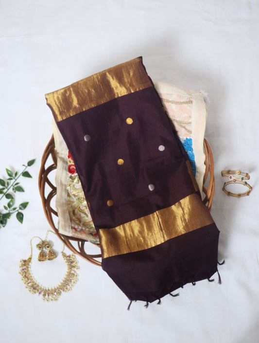 Brown Venkatagiri Pattu Saree