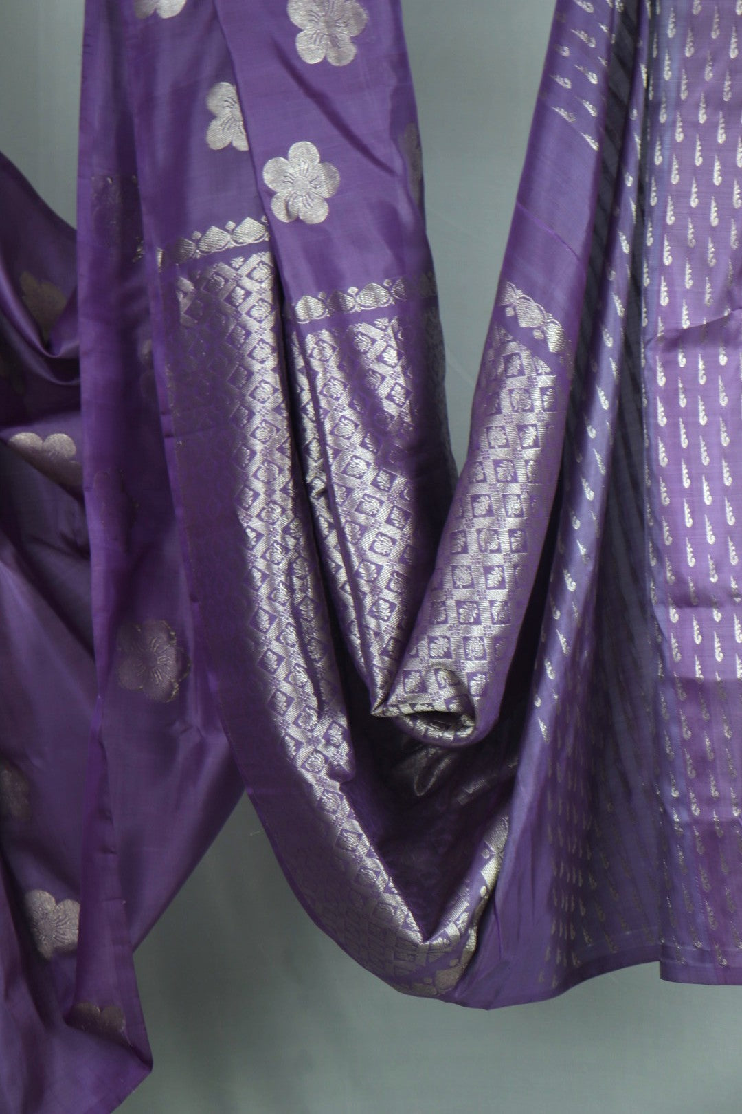 Lavender Pure Soft Silk Saree