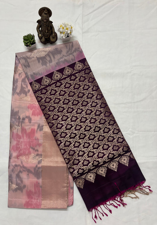 Pastel Pink venkatagiri Sico pattu Saree with Contrast Border