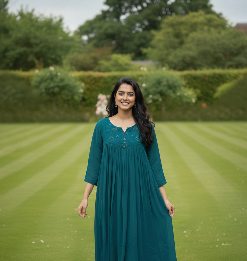 Teal Green Georgette Kurti