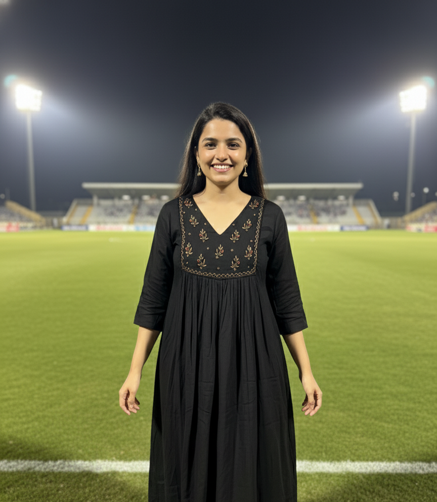 Black Mul Chanderi Kurti