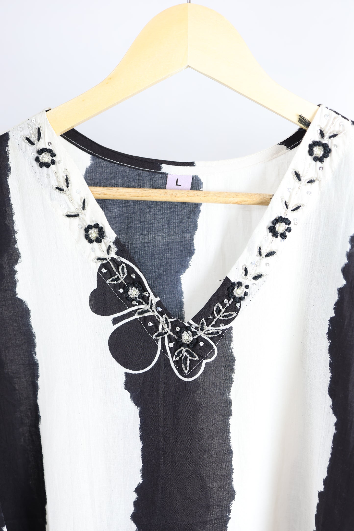 White & Black Kurti Set
