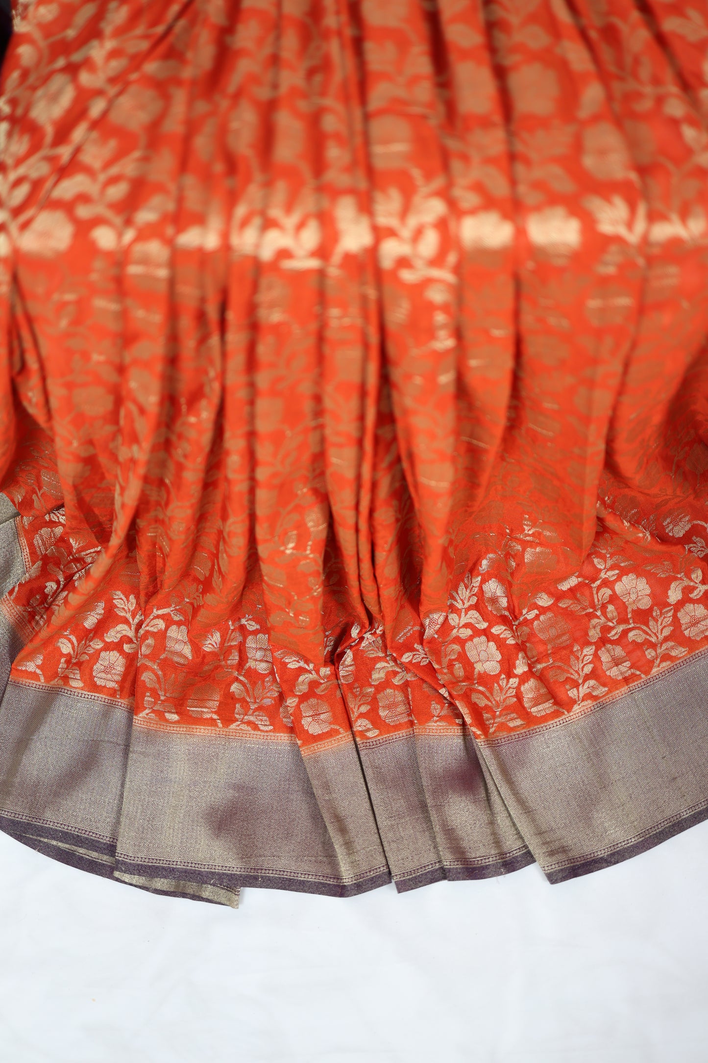 Orange & Purple Banarasi Georgette Saree