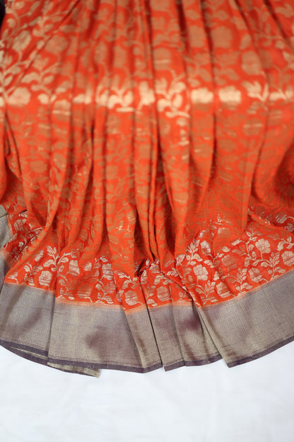 Orange & Purple Banarasi Georgette Saree