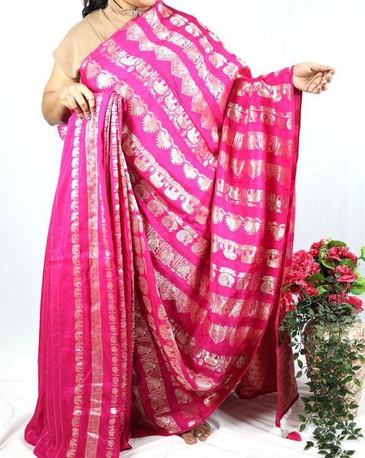 Pink Neetha Ambani premium Viscose silk Saree