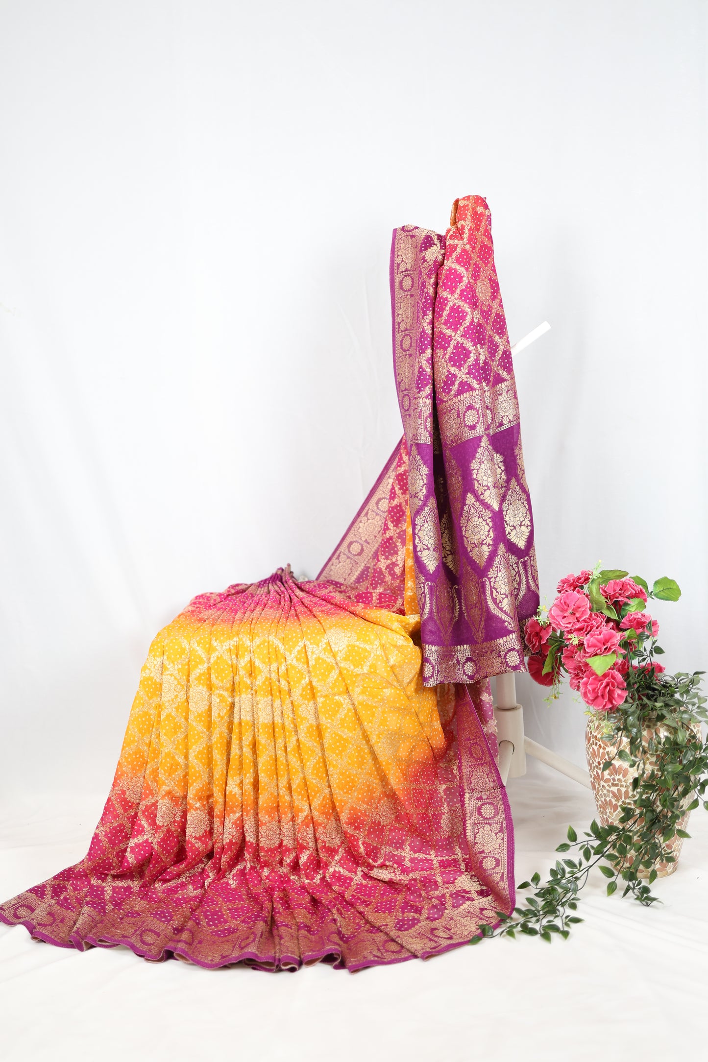 Magenta Pink Banarasi georgette