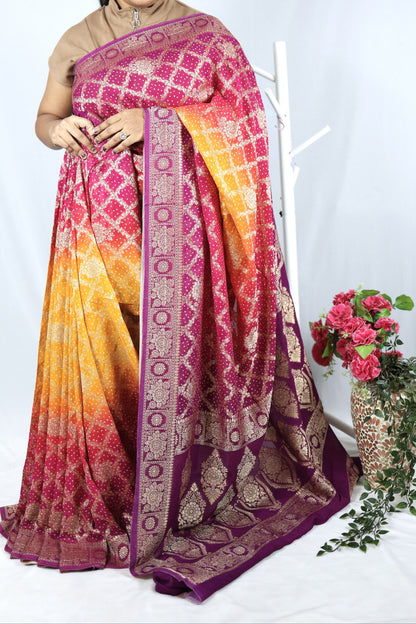 Magenta Pink Banarasi georgette