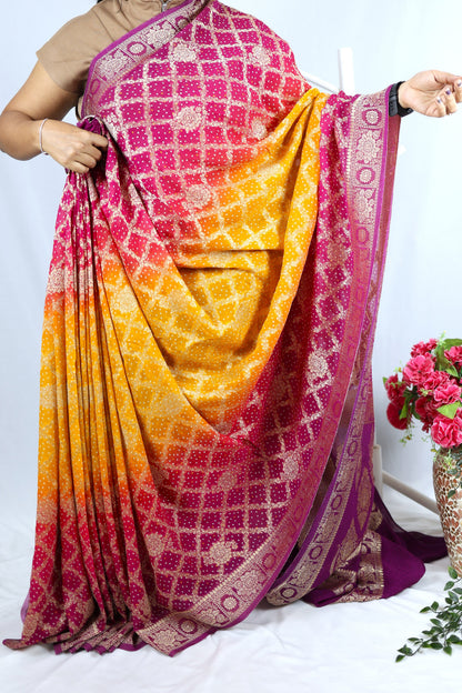 Magenta Pink Banarasi georgette