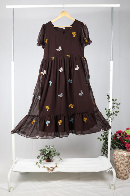 brown-georgette-frock-butterfly-motifs