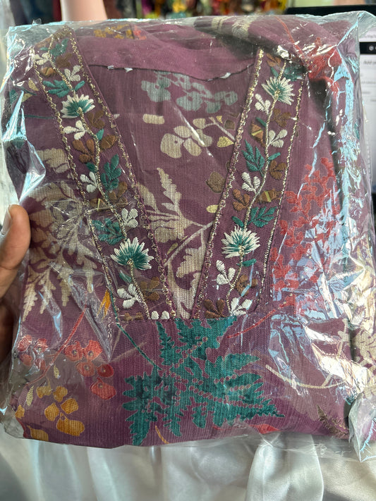 Dusty purple 3 piece kurtiset