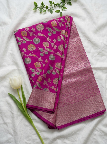 Banaras Katan Silk with Jaal weaving
