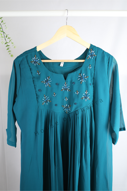 Teal Green Georgette Kurti