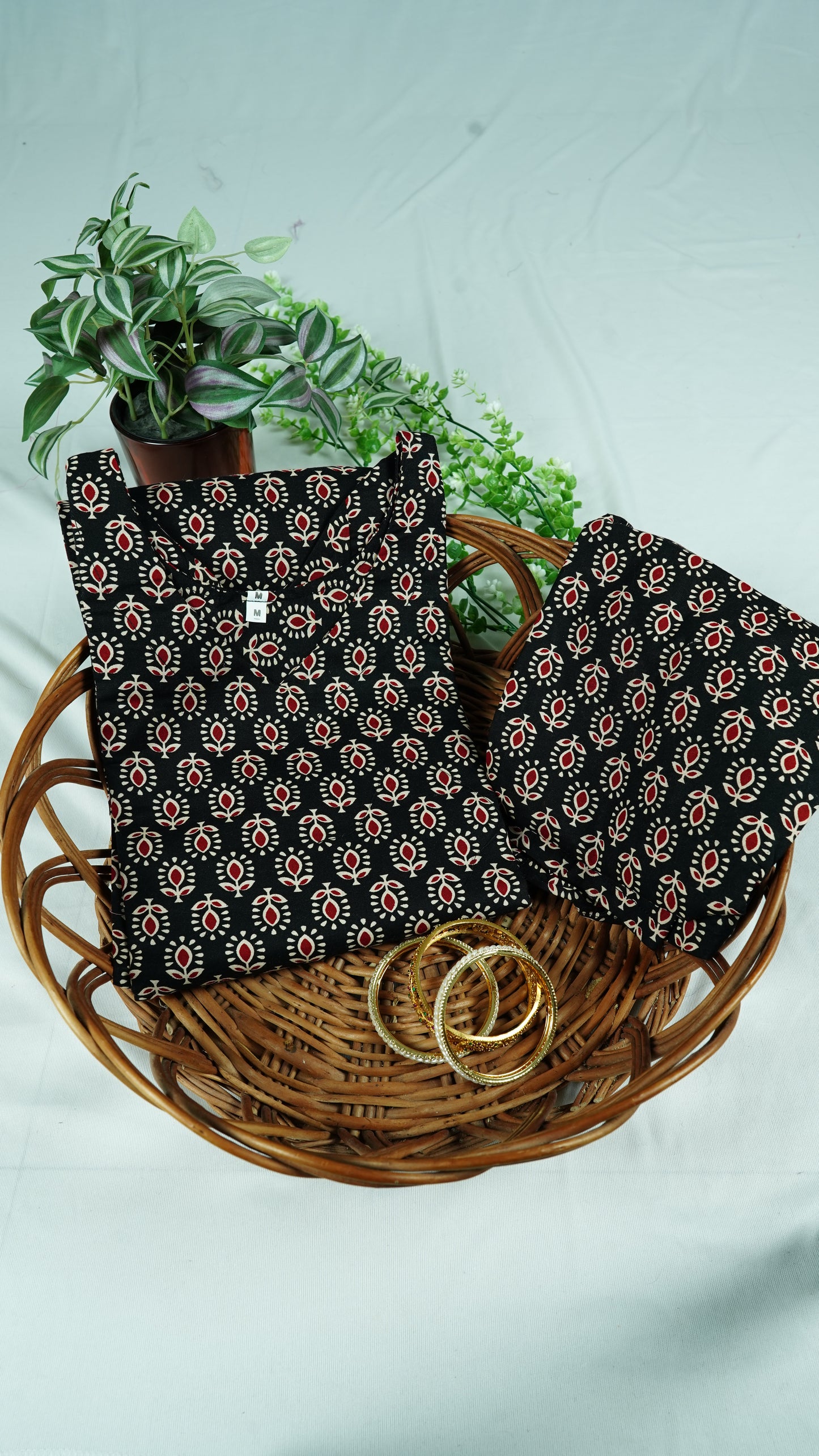 Black Cotton Printed Co-ord Set