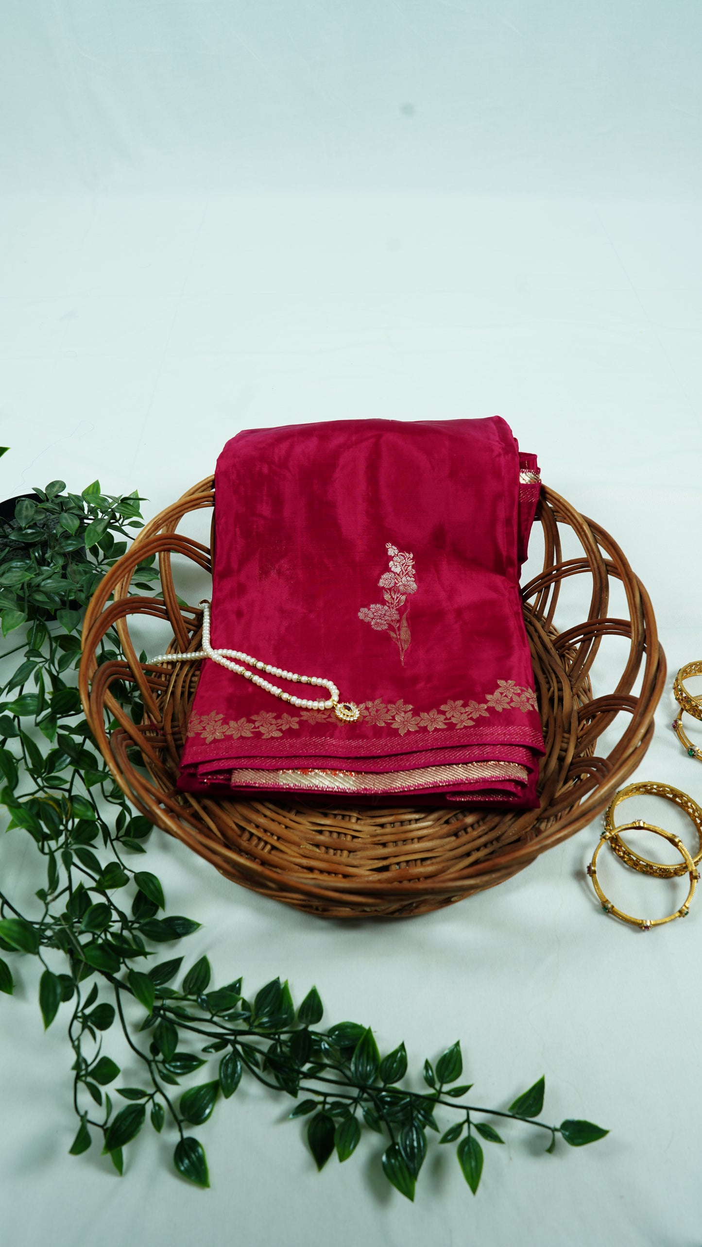 Burgundy Viscose Crepe silk saree