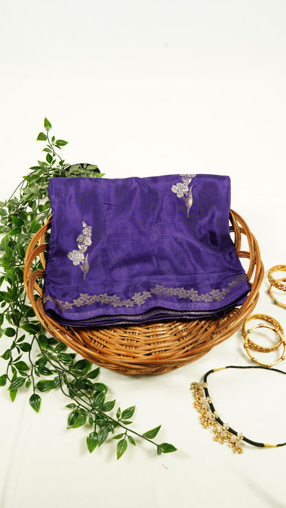 Purple viscose silk saree with zari weaving