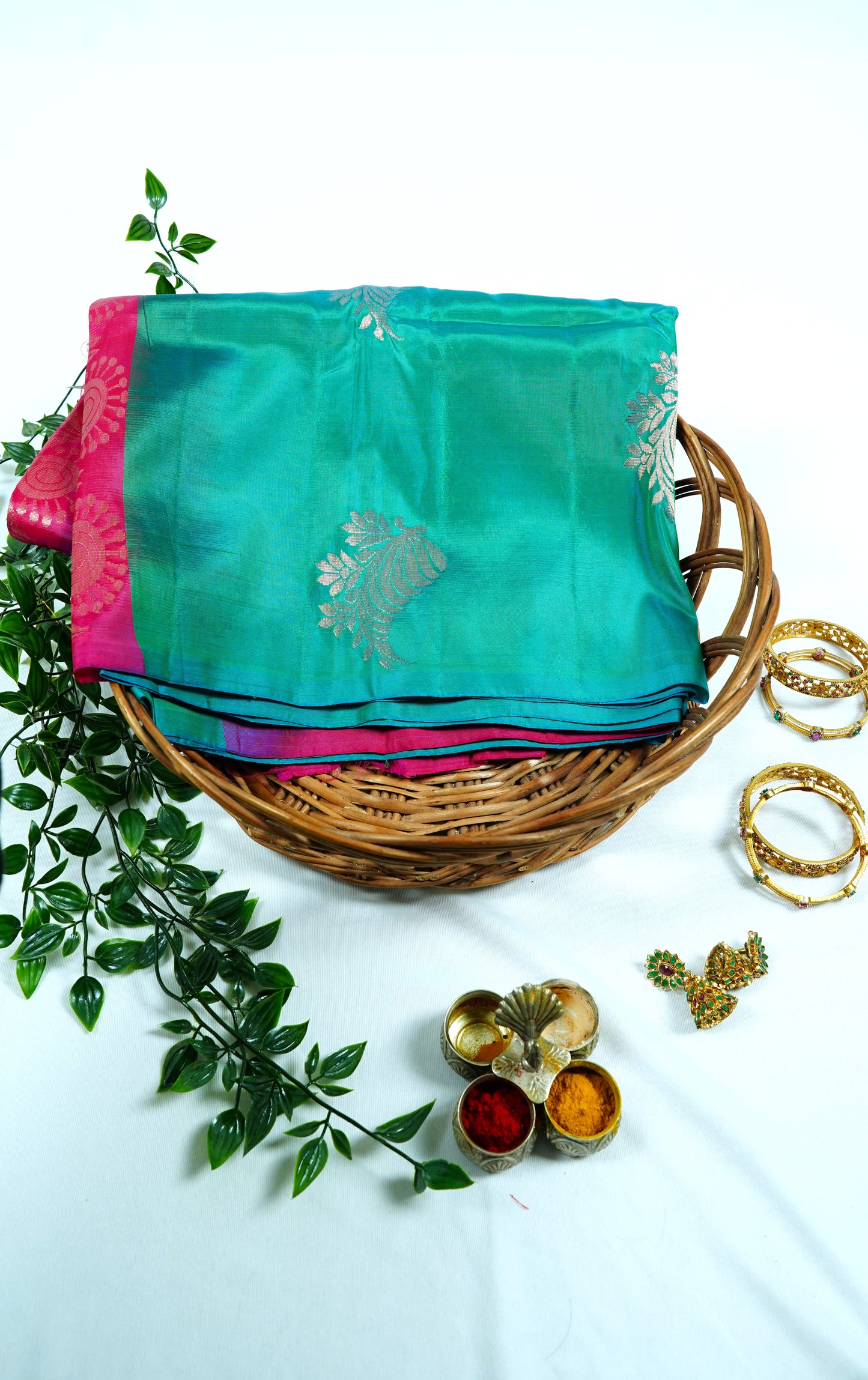 Peacock Green Soft Silk Saree