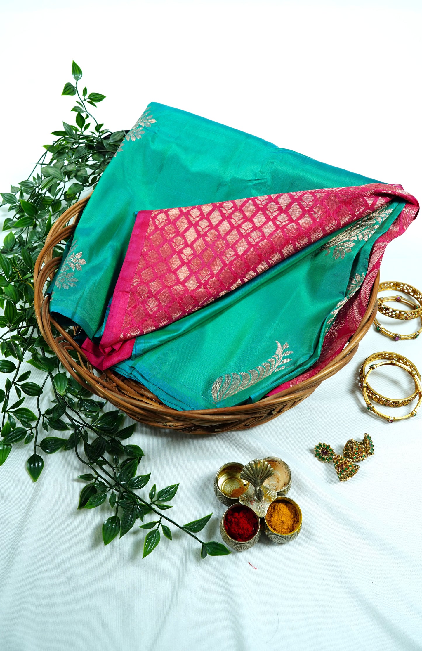 Peacock Green Soft Silk Saree