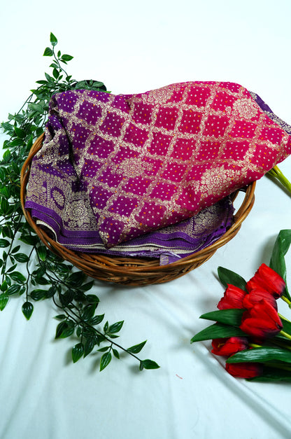 Banaras georgette Jaal work-Purple & pink