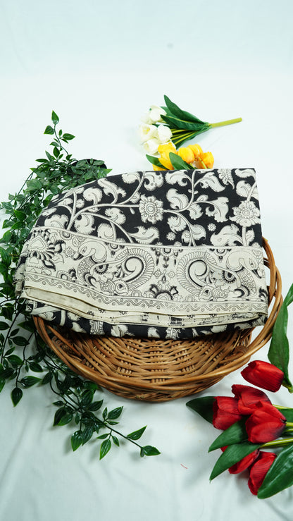 Black Cotton Kalamkari Sarees