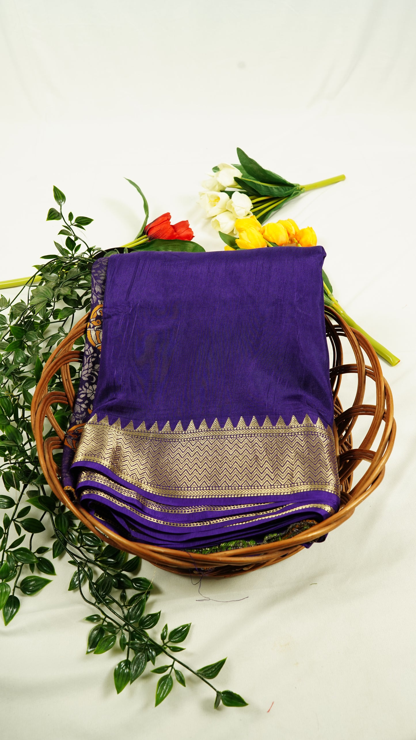 Viscose silk saree with Meenakari blouse-purple