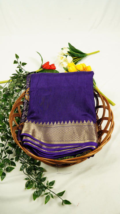 Viscose silk saree with Meenakari blouse-purple