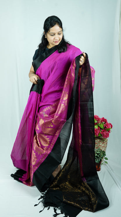 Pink Venkatagiri pattu saree