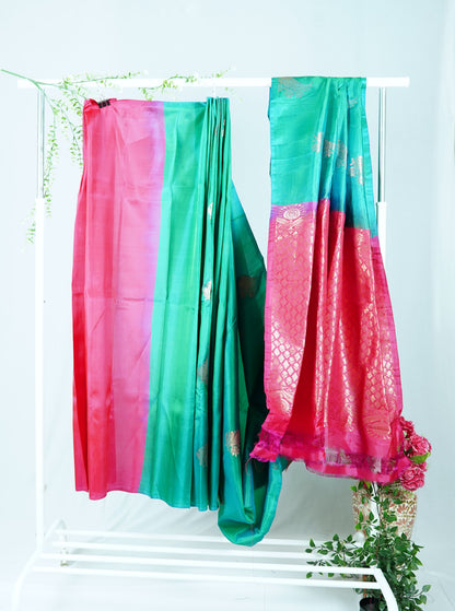 Peacock Green Soft Silk Saree