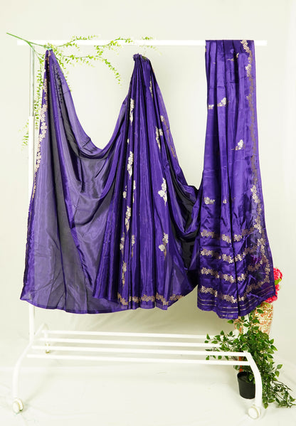 Purple viscose silk saree with zari weaving