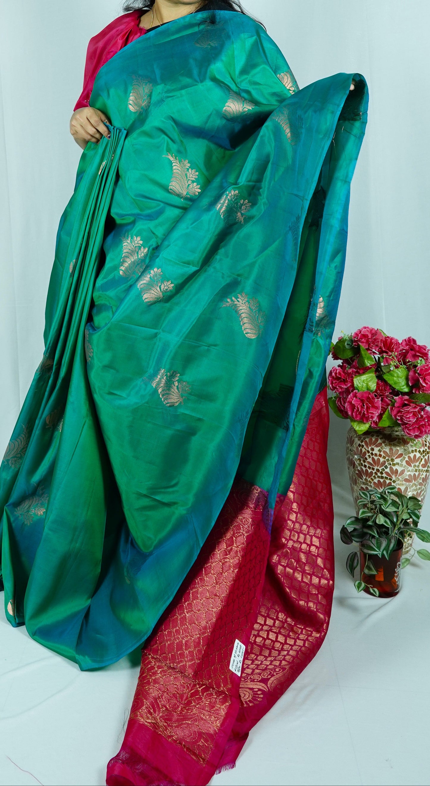 Peacock Green Soft Silk Saree