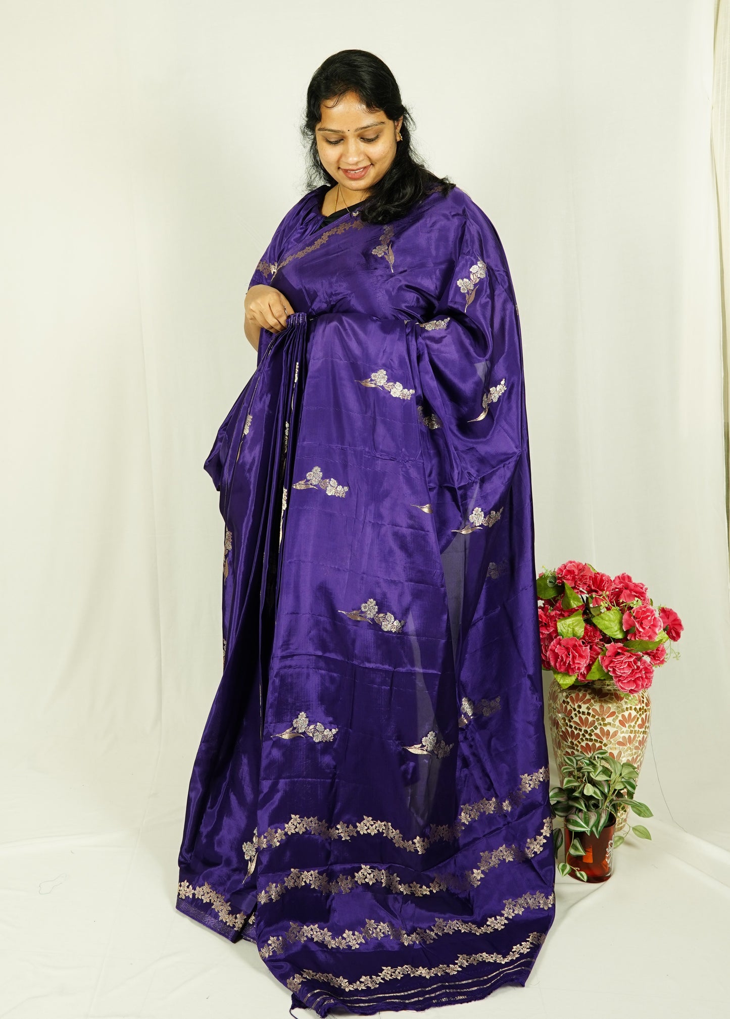 Purple Viscose Crepe silk saree