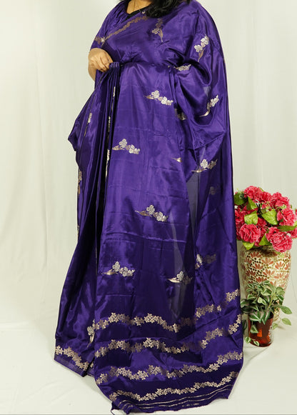 Purple viscose silk saree with zari weaving